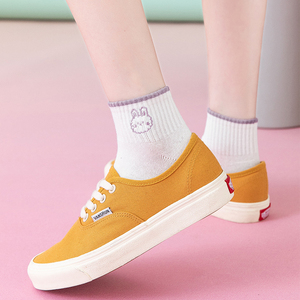 白色秋薄款短袜低帮夏季春夏纯棉短款夏天配帆布鞋小白鞋的袜子女