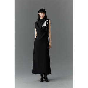 SIP CLASS新中式女装国风黑色无袖连衣裙女春秋小众设计感长裙子