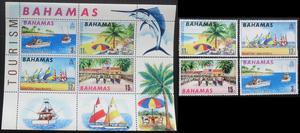 巴哈马1969年 来巴哈马旅游 钓鱼船等邮票4全新+小全张