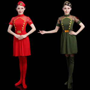 水兵舞服装女成人套装2021新款夏军装迷彩服舞蹈广场舞裙子演出服