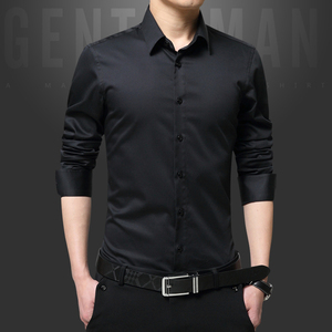 黑衬衫男纯棉