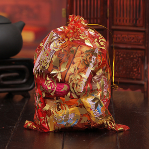 婚庆喜庆用品 婚礼喜糖包装盒子 创意结婚烫金纱袋中式扎口喜糖袋