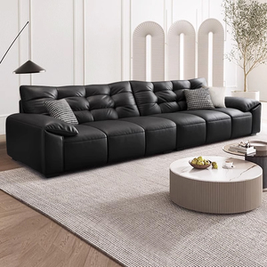 意式极简大黑熊头层真牛皮沙发大小户型客厅现代简约直排组合沙发