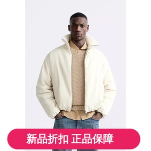 2月~ZARA正品国内代购男装白色棉服夹克外套 8281410 8281/410
