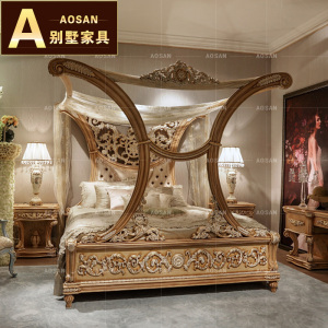 aosan 欧式实木床豪华卧室公主床别墅家具婚床奢华四柱大床