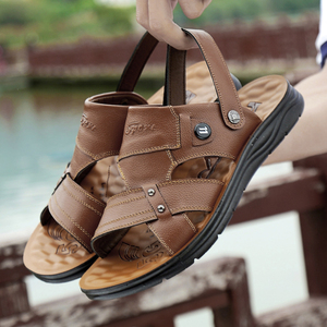 开车专用鞋越南平仙男土凉扦鞋沙难闲休鞋怀旧爷爷皮防滑沙溪凉鞋