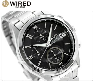日本代购精工wired三眼光动能计时男士腕表agad098/096