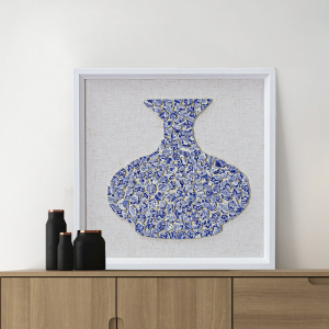 新中式客厅沙发背景墙装饰画青花瓷片墙上挂画高档瓷板壁画装饰品