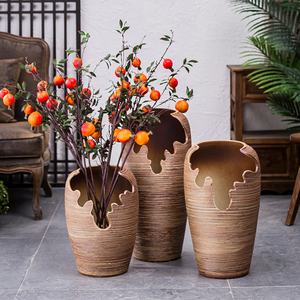 悬崖老桩盆多肉法师盆60cm切口盆紫乐粗陶缺口特大口径群生花盆高