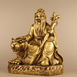 纯铜山神爷神像骑虎山神人物佛像摆件家居寺庙供养铜像装饰品大号