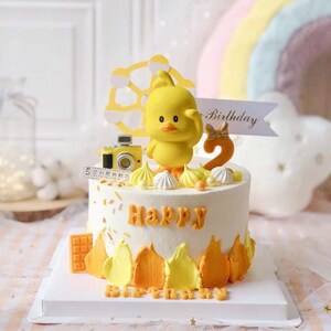 烘焙蛋糕装饰网红抖音小黄鸭小鸡摆件鸡宝宝周岁儿童生日甜品装扮