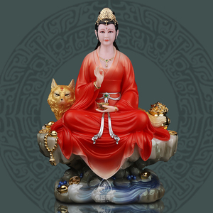 吾空九姑娘实心汉白玉东北神像工艺品高端家居桌面人物摆件