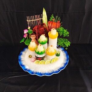 仿真澳龙海鲜姿造三文鱼模型仿真象拔蚌海鲜拼盘模型雪花牛肉模型