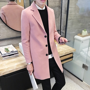 毛呢大衣男士秋季长版外套2023新款冬季韩版修身中长款呢子风衣潮