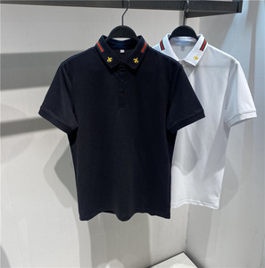 风尚春季男装时尚克罗心刺绣休闲商务polo衫百搭翻领短款修身t恤