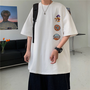 高克重磅300g精梳棉小领口t恤ins潮盐系男友风半袖高级感潮牌短袖