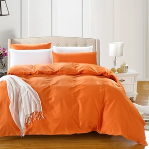 全棉四季款简约素色橙色单品被套纯棉斜纹活性印染纯色桔色被罩