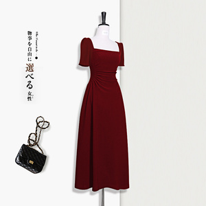 红色连衣裙女法式长袖订婚礼裙日常可穿赫本小红裙高级感新年早春