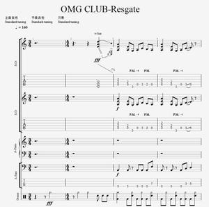 巴西小伙乐队谱总谱OMG CLUB-Resgate独奏谱吉他谱bass谱鼓谱gtp