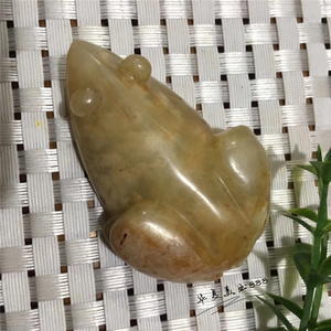 明清战汉挂件高古玉把件老岫玉古玩玉器玉石玉佩古董吊坠配饰青蛙