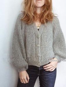 3464马海毛开衫外套毛衣图解 棒针编织中文翻译文字图解