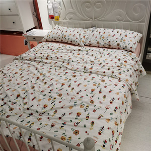IKEA宜家 罗夫拉 被套和枕套小清新花卉图案单人双人学生宿舍被罩