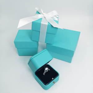 精致品牌首饰盒高端经典求婚T家钻戒盒粉蓝色pu皮项链戒指包装盒