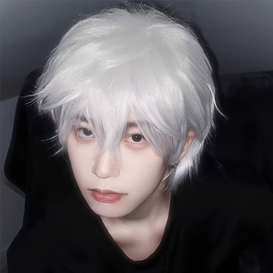 cos假发男短发韩版帅气男女通用基佬白色短直发假发套自然全头套