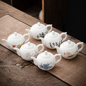 茶壶单壶家用瓷茶壶纯手工煮茶壶白瓷功夫茶具玻璃泡茶壶高档