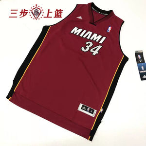 热火队枣红34号雷阿伦刺绣sw刺绣青年版球衣透气无袖篮球服背心