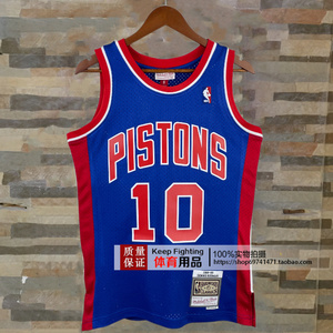 美版 活塞队10号rodman 大虫 罗德曼复古球衣 男子背心篮球服sw