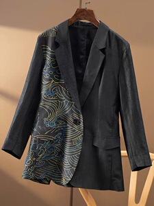 奢級尖货手绘龟裂纹香云纱西装外套ytrs45xz-1