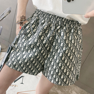 dior/迪奥 22ss新款老花满印字母logo提花百搭休闲裤短裤女五分裤