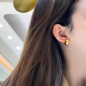黄金元宝耳钉女生简单大方2022新款999足金耳饰小巧精致时尚耳环