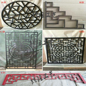 铁艺中式屏风入户玄关创意镂空仿古隔断窗花角花门楣挂落时尚装饰