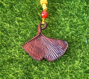 海南黄花梨 雕刻 银杏叶 有幸 挂件 把件 吊坠 项链挂件 h716