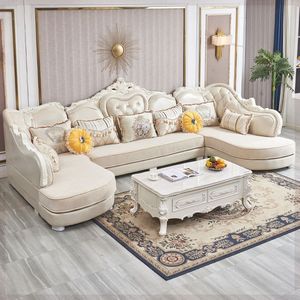 欧式布艺沙发组合U型双贵妃实木大小户型奢华客厅整装沙发可拆洗