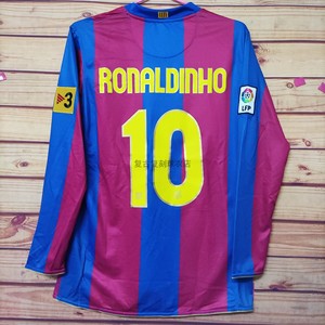 0708赛季巴萨球衣复古经典巴塞罗那10小罗19梅西普约尔精品足球服