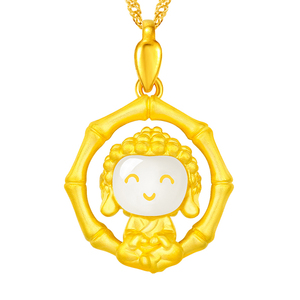 足金宝宝佛吊坠3d硬金镶和田白玉佛坠24k黄金女款项链礼物直播