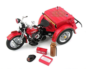 富兰克林 1：10 1947 哈雷三轮摩托 消防版 红色 摩托车模型收藏