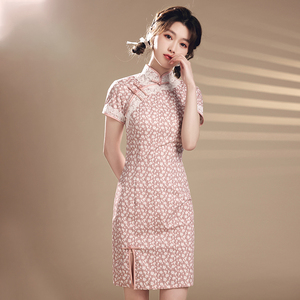 短款改良旗袍2022年新款碎花年轻款少女夏季连衣裙素雅复古小个子