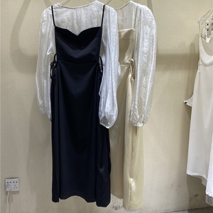 广州沙河女装hs韩国定制2022年春季新款吊带裙纯色气质背带裙长裙