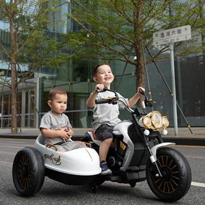 侉子儿童电动摩托车男女宝宝可坐童车电瓶双座小孩玩具车三轮车