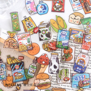 PET贴纸包24小时便利店食物小零食水果蔬菜牛奶防水手账装饰图案