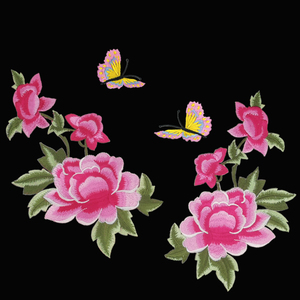 多色牡丹花刺绣贴花diy中国风大号衣服补丁贴布贴 蝴蝶绣花图案