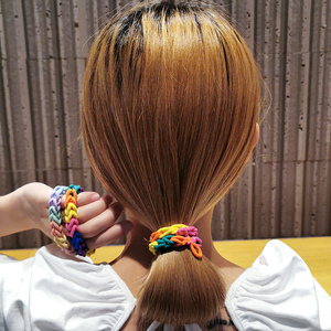 日韩彩虹麻花辫发绳糖果色笑脸标发饰甜美可爱少女发圈扎丸子头绳