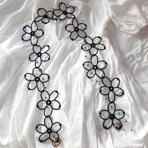 切面水晶花花装饰链 多用可替换斜挎包链手工串珠珍珠花朵包带潮