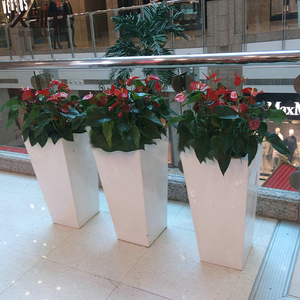 玻璃钢方形花盆美陈落地大花瓶花缸大厅商场酒店走廊装饰摆件定制