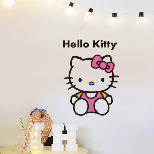 kitty凯蒂猫可爱卡通少女心孩卧室衣柜玻璃门窗户防水装饰墙贴纸