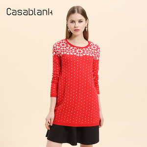 Casablank卡莎布兰卡冬新款韩版提花毛衣针织衫打底衫C15304058